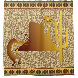 Cortina Para Chuveiro Kokopelli Mesa e Cactus Set #1
