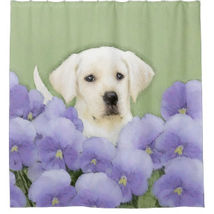 Cortina Para Chuveiro Labrador Retriever Puppy Pintura Original