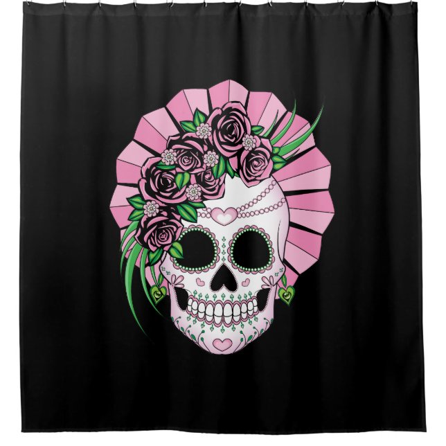 Cortina Para Chuveiro Lady Sugar Skull (Frente)