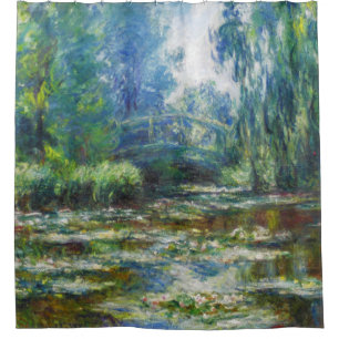 Cortina Para Chuveiro Lagoa & belas artes japonesas de Monet da ponte