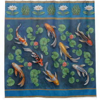 Cortina Para Chuveiro Lagoa de Koi