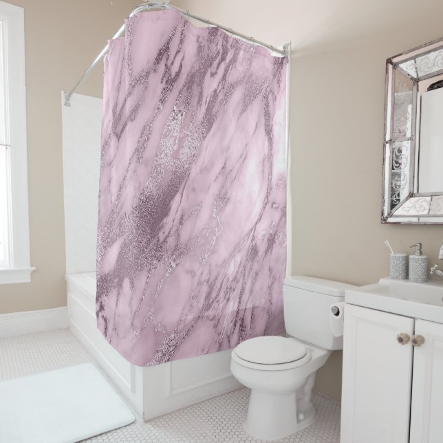 Cortina Para Chuveiro Lavande Lilac Mauve Marble Abstrato (In Situ)