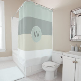 Cortina Para Chuveiro Legal cores - faixas minimalistas com monograma