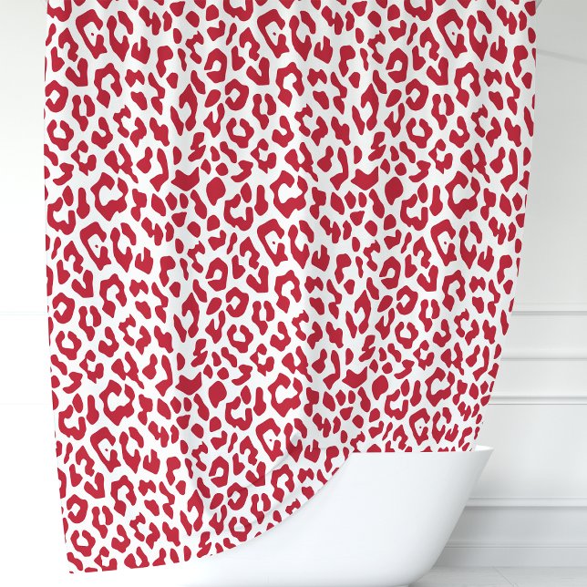 Cortina Para Chuveiro Leopardo Vermelho e Branco (Criador carregado)