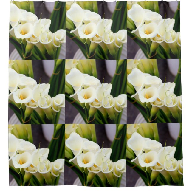 Cortina Para Chuveiro lillies kala brancos (Frente)