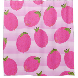Cortina Para Chuveiro Limonada de Limões Rosas Verão Frutas Divertido