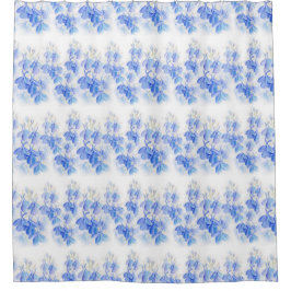Cortina Para Chuveiro Lobelia floral de cor-de-água azul e branca