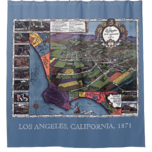 Cortina Para Chuveiro Mapa Aéreo Antigo da Cidade de Los Angeles, Califó