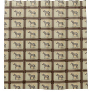 Cortina Para Chuveiro Mapa da África e uma Zebra
