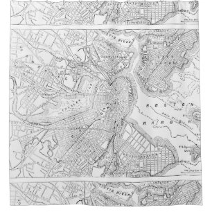 Cortina Para Chuveiro Mapa do vintage de Boston (1878)