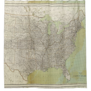 Cortina Para Chuveiro Mapa dos Estados Unidos do vintage (1895)