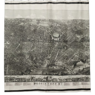 Cortina Para Chuveiro Mapa pictórico do vintage do providência RI (188