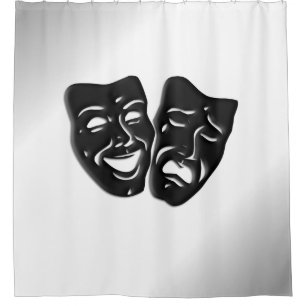 Cortina Para Chuveiro Máscaras de Teatro de Prata Comédia Tragédia