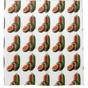 Cortina Para Chuveiro Melancias Vintage Altas Redondas, Frutas Alimentíc