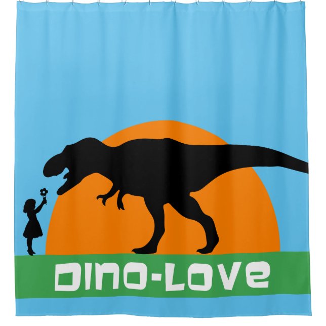 Cortina Para Chuveiro Menina e dinossauro (Frente)
