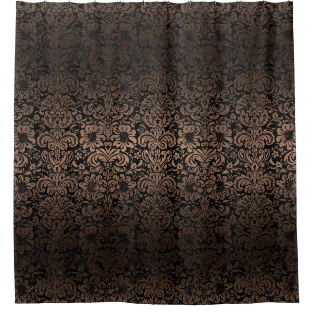 CORTINA PARA CHUVEIRO METAL PRETO DO MÁRMORE DAMASK2 & DO BRONZE (Frente)