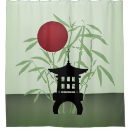 Cortina Para Chuveiro Mini pagoda bambu lua