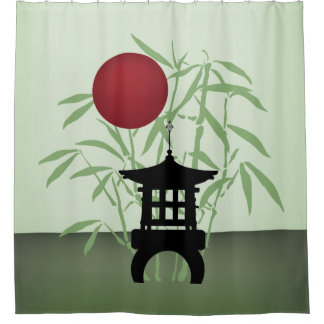 Cortina Para Chuveiro Mini pagoda bambu lua