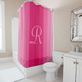 Cortina Para Chuveiro Monograma rosa-rosa-pálido, riscado a rosa