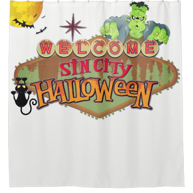 Cortina Para Chuveiro Monster Sin City Halloween (Frente)