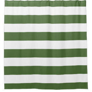 Cortina Para Chuveiro Moss Green Wide Stripes