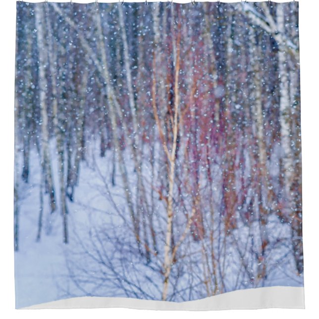 Cortina Para Chuveiro Neve Na Floresta (Frente)