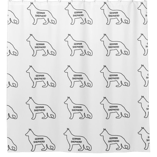 Cortina Para Chuveiro Nome do german shepherd silo branco (Frente)