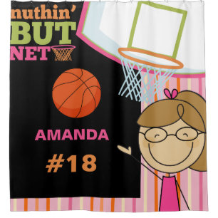 Cortina Para Chuveiro Nome Personalizado e Número Girls Basquete