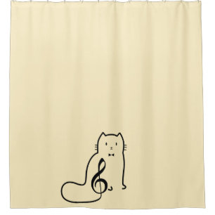 CORTINA PARA CHUVEIRO NOTA DE GATO E MÚSICA