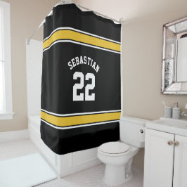 Cortina Para Chuveiro Novidade de futebol personalizada Jersey Black Yel