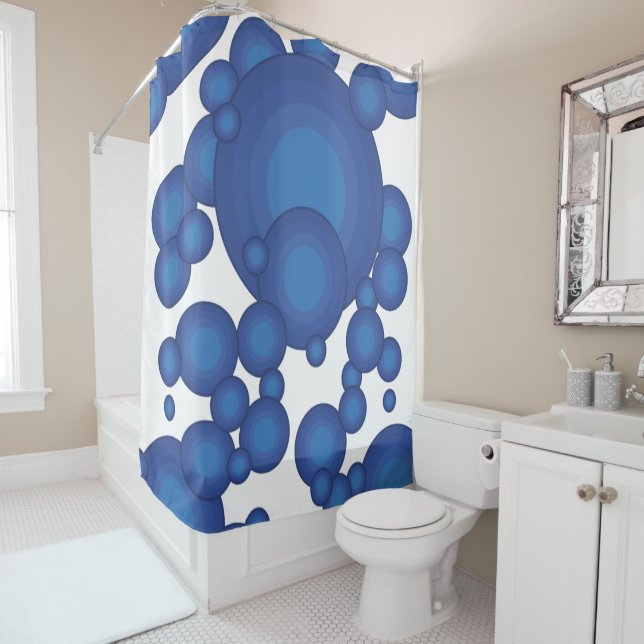 Cortina Para Chuveiro O círculo de estilo do ano azul 70 (In Situ)