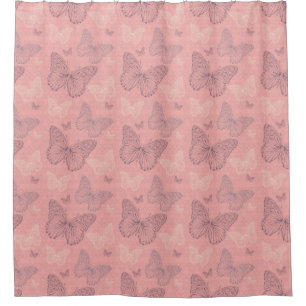 Cortina Para Chuveiro O rosa da borboleta