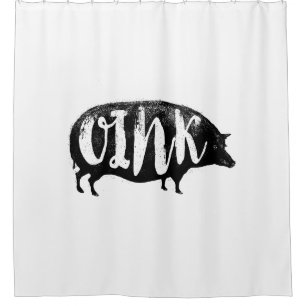 Cortina Para Chuveiro OINK porco engraçado do vintage
