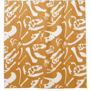 Cortina Para Chuveiro Ossos do Dinossauro (Dourado)