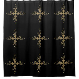 Cortina Para Chuveiro Ouros sobre fundo preto