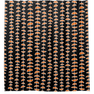Cortina Para Chuveiro Padrão 080515 - Branco e Laranja em Preto