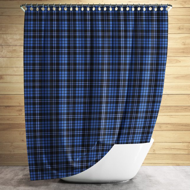 Cortina Para Chuveiro Padrão Clássico de Tartan Xadrez Azul (Classic Blue Plaid Tartan Pattern Shower Curtain)