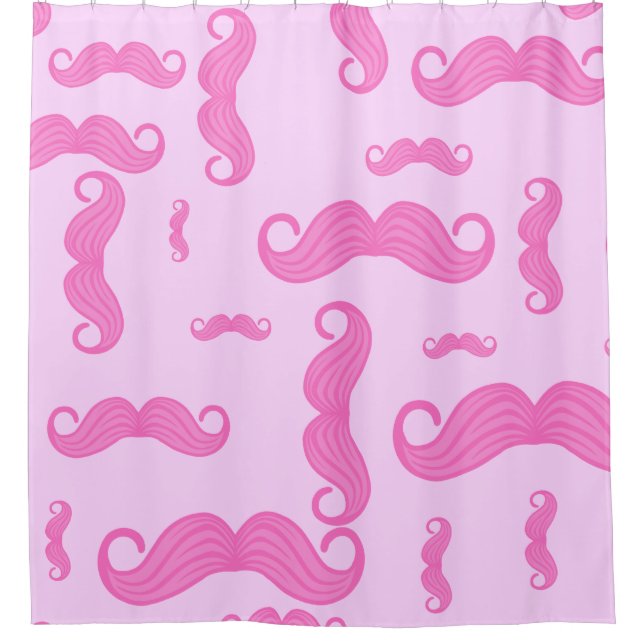 Cortina Para Chuveiro Padrão de Bigode Rosa (Frente)