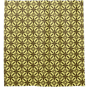 Cortina Para Chuveiro Padrão de estrela Ikat - Castanho e Amarelo