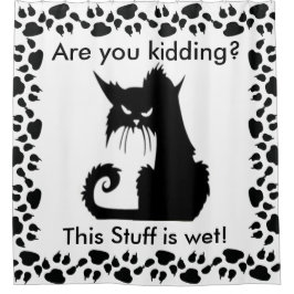 Cortina Para Chuveiro Padrão de Gatinho com raiva