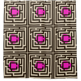 Cortina Para Chuveiro Padrão de Maze Colorido em Cor Personalizada
