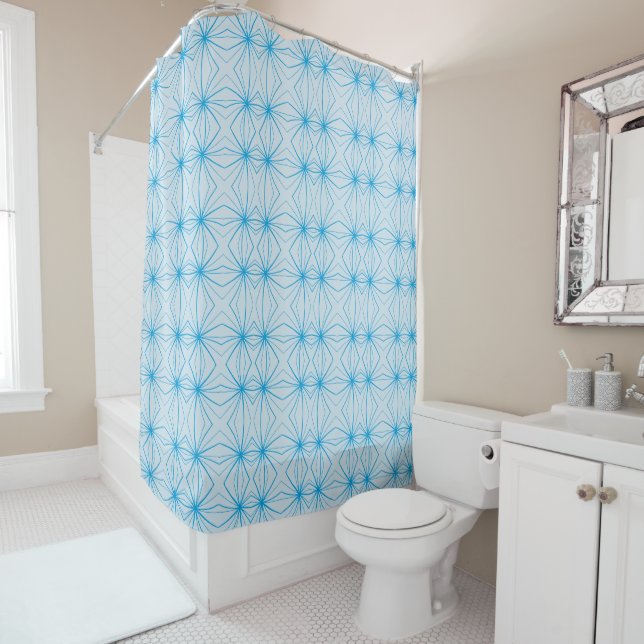 Cortina Para Chuveiro Padrão de onda azul (In Situ)