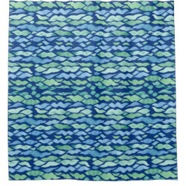 Cortina Para Chuveiro Padrão de Ondas Modernas do Oceano de Praia Costei