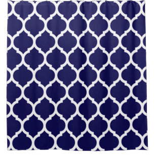 Cortina Para Chuveiro Padrão de Quatrefoil Azul-marroquino de Marinho vi