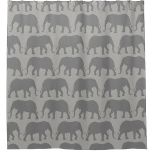 Cortina Para Chuveiro Padrão de Silhouettes de Elefante Africano