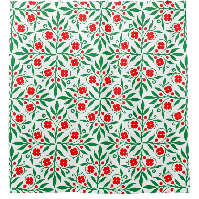 Cortina Para Chuveiro Padrão floral (Frente)