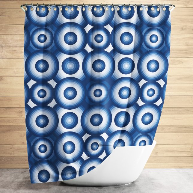 Cortina Para Chuveiro Padrão Geométrico Azul Moderno (Modern Blue Geometric Pattern Shower Curtain)