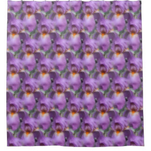 Cortina Para Chuveiro Padrão Natural Da Flor Íris Com Mancas Roxas