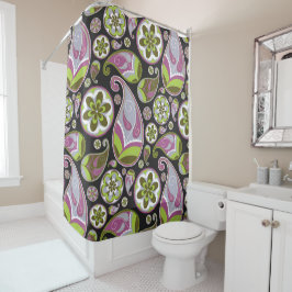 Cortina Para Chuveiro Padrão Paisley Roxo