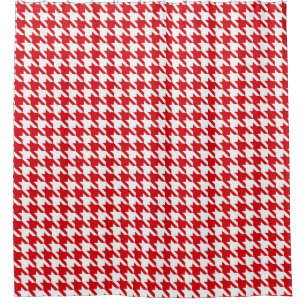 Cortina Para Chuveiro Padrão Red and White Houndstooth